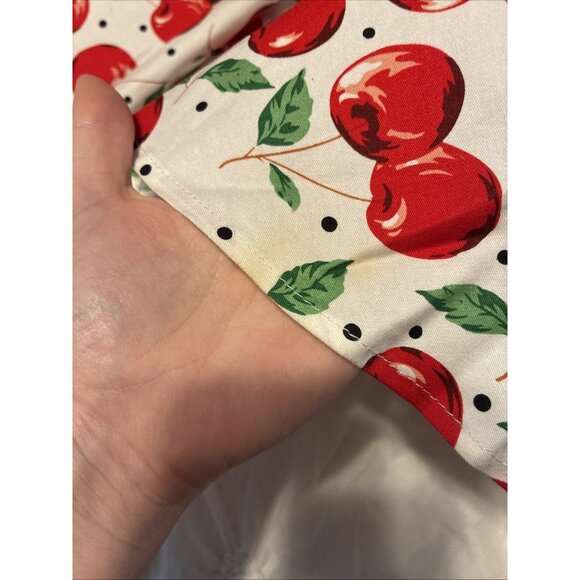 Maggie Tang Red White Cherry Print Tank Fit Flare Dress Knee Length Small - Picture 5 of 6